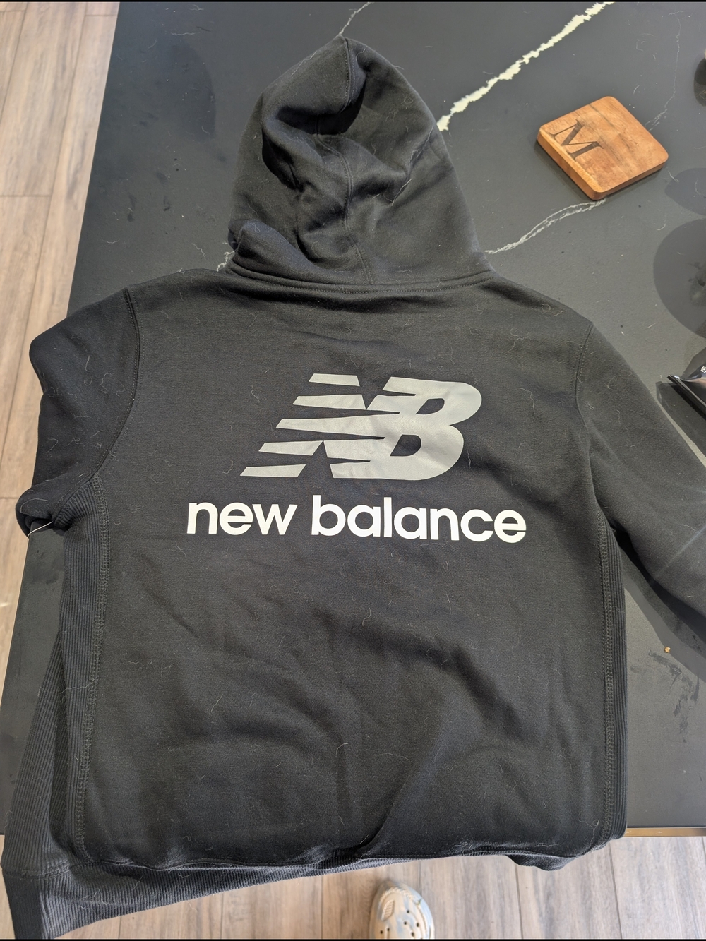 New Balance Black Crewneck Hoodie with Silver Logo